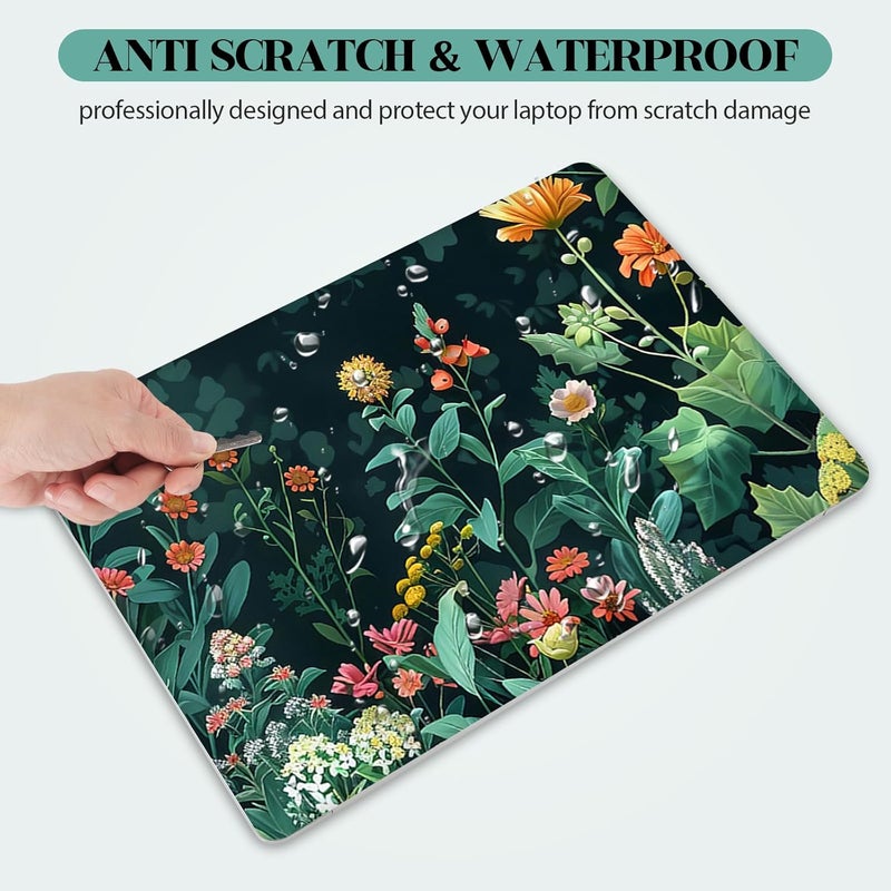 Lauspuck Laptop Skin Sticker Decal,13.3" 14" 15" 15.4" 15.6 inch Laptop Vinyl Skin Sticker Cover, Art Decal Protector with Free 2 Wrist Pads, Green Daisy Leaves - Image 3